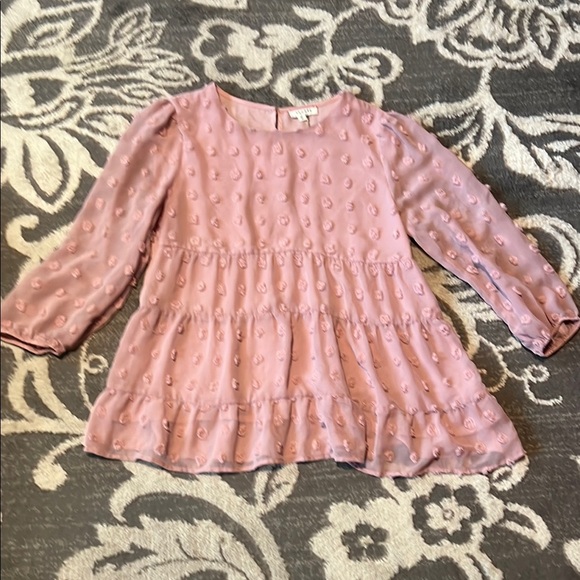 ANDREE BY UNIT Pink Ruffled Blouse - Picture 1 of 6